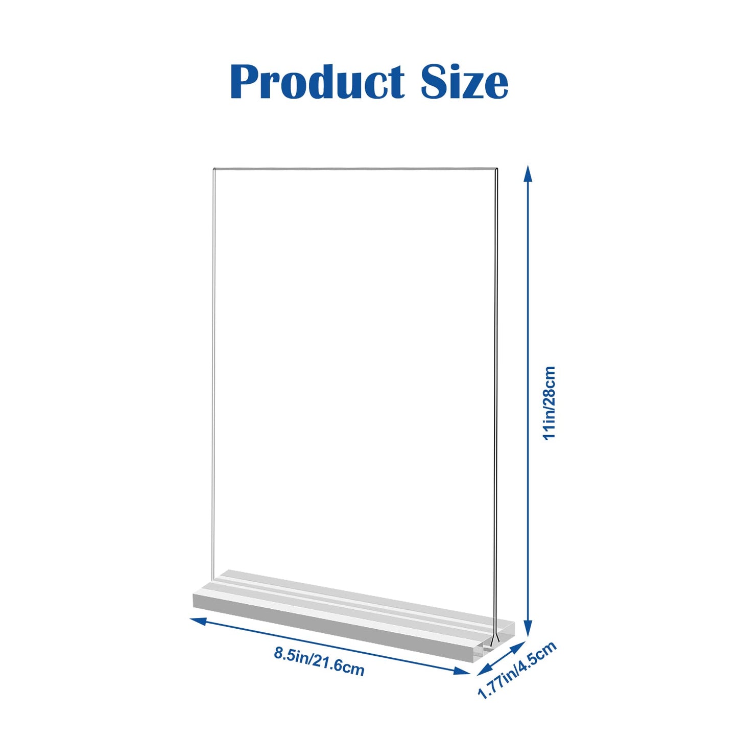 Cranviech 6 Pack 8.5 x 11 Acrylic Sign Holder, Double-Sided Vertical Display Stand Plastic Paper Holder Table Menu Display Stand T-Shaped Desktop Display Stand for Restaurants, Office, Store