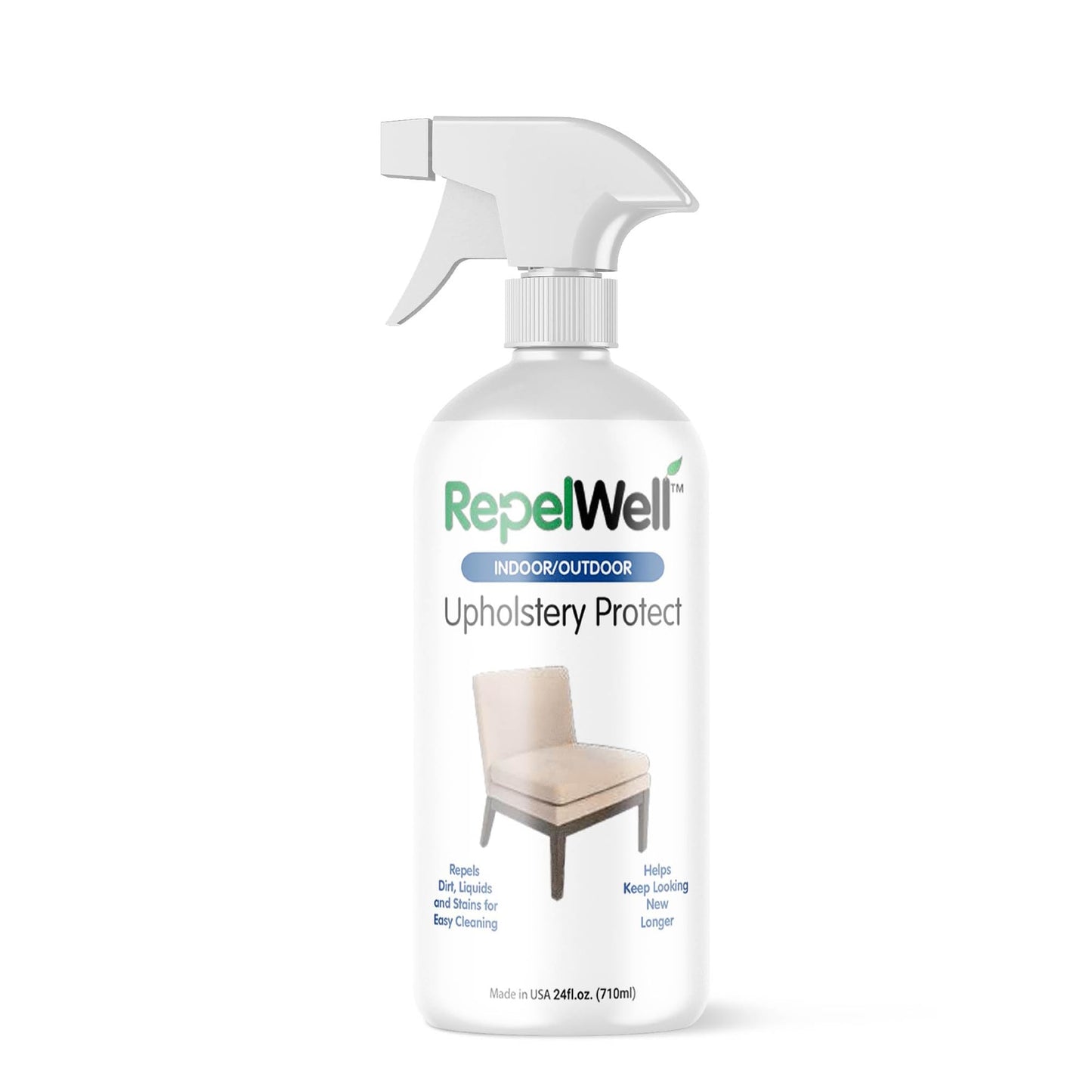 RepelWell Upholstery Protect Stain & Water Repellent Spray 24oz – Non-Toxic, Pet-Safe Formula for Fabric, Leather, & Suede – Long-Lasting Stain Guard Keeps Furniture Clean & New