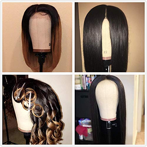 GEX 22.5" Canvas Block Cork Wig Mannequin Head for Wig Making Drying Styling Display with Table C Stand Clamp Holder&GEX Wig Grip&Pins(Light Brown 22.5")