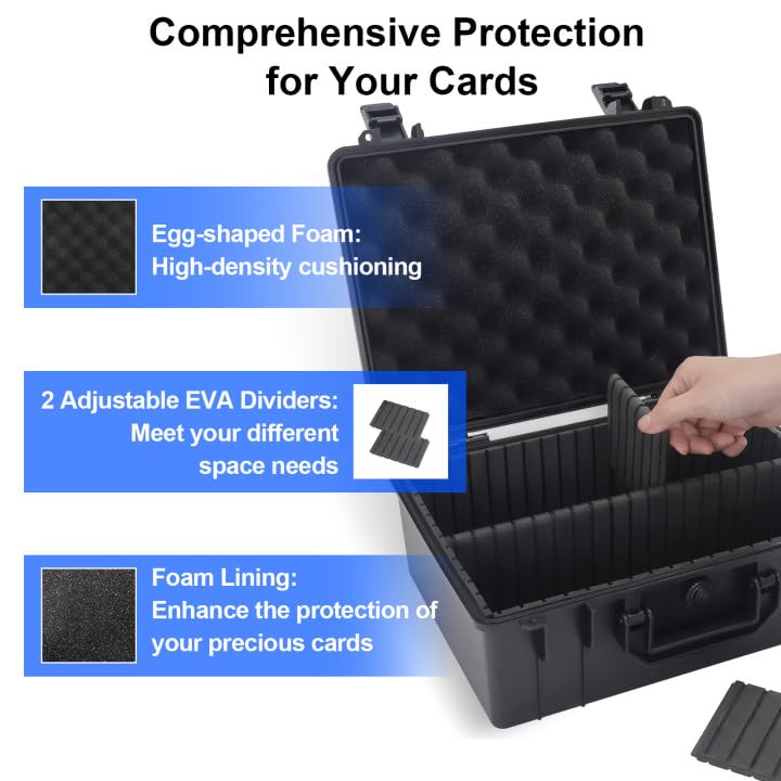 Camkinger Graded Card Storage Box, Hold 600+ 35PT 3"x4" Toploader Storage Box, PSA Slab Case for SGC CSG BGS, Trading Card Case with 2 Locks, Sports Baseball Cards Organizer for Magnetic MTG Deck (S)
