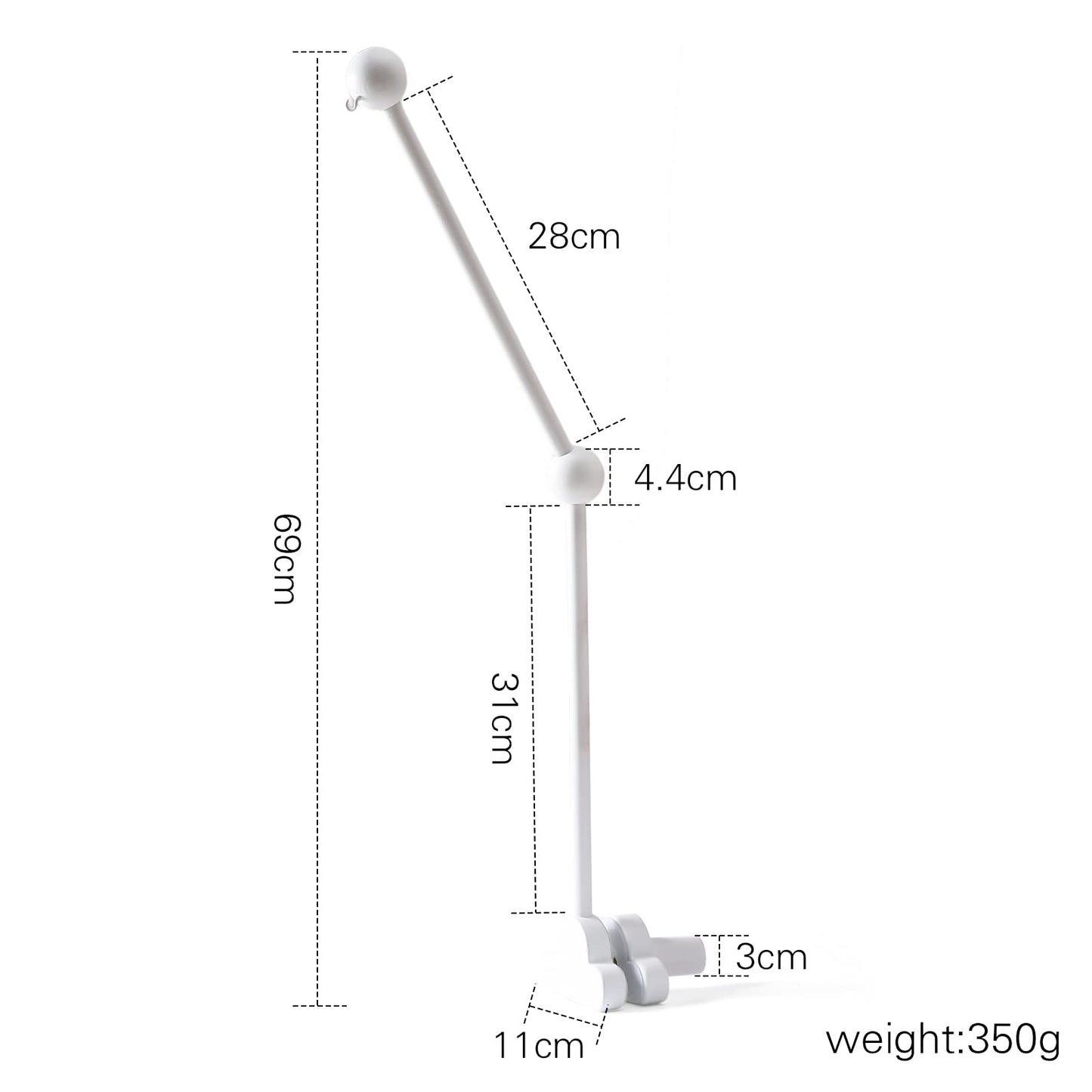Crib Mobile Arm Wooden Mobile for Crib Arm 27 Inch Baby Crib Mobile Arm for Hanging Baby Toys 100% Natural Beech Wood Mobile Crib Arm with Strong Anti Slip Attachment Crib Mobile Arm for Nursery Décor (Cloud)