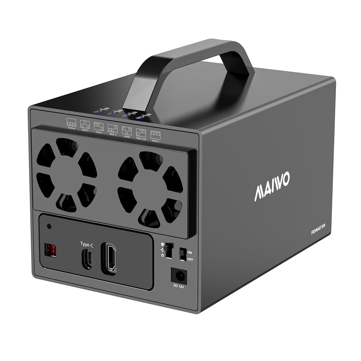 MAIWO 4 Bay RAID Enclosure for 3.5" SATA HDD with 2 Fans,USB 3.1 SATA Hard Drive Enclosure with HD-MI Port, 7 RAID Modes, Support 96TB Capacity Expansion