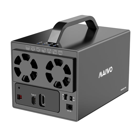 MAIWO 4 Bay RAID Enclosure for 3.5" SATA HDD with 2 Fans,USB 3.1 SATA Hard Drive Enclosure with HD-MI Port, 7 RAID Modes, Support 96TB Capacity Expansion
