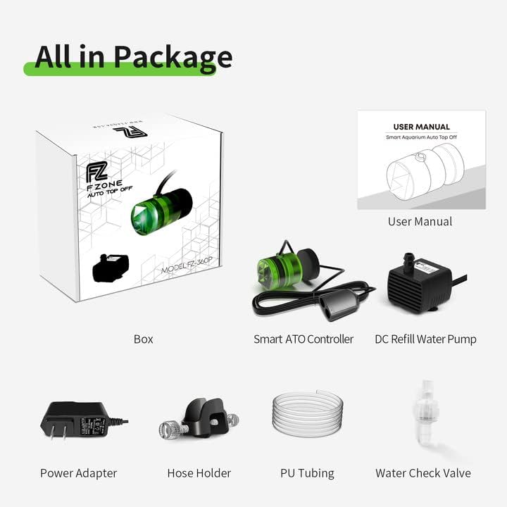 Fzone Aquarium ATO Auto Top Off Refilling System with Dual Optical Sensor for Both Reef and Fresh Tank （360P
