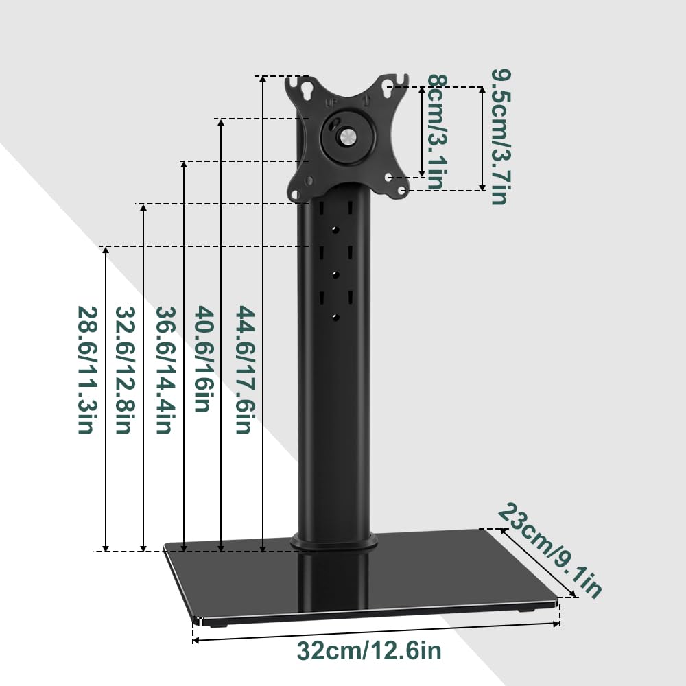 BFTOU Monitor Stand for 13"–32" Screens Swivel Computer Monitor Holder Freestanding 5 Height Adjustable TV Stand VESA 80x80mm/95x95mm Holds up to 77lbs