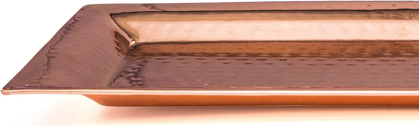 Bonito Home Copper Hammered Trays - Rose Gold Rectangular Serving Platters (2 Pack - Large: 16 x 8 Inches, Medium: 12 x 6 Inches) - Modern, Stackable, Shatterproof - Perfect for Parties, Gifts