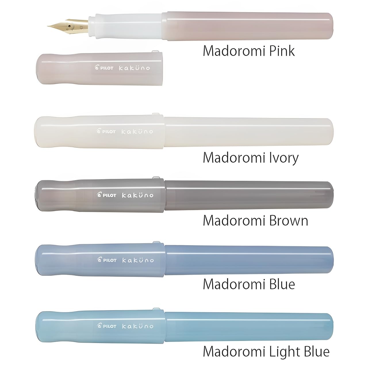 Pilot Kakuno Fountain Pen Madoromi Color Series, Gold (Smiley Face) Medium Nib, Perfect for Beginners and Creative Expression, Brown, PFKA-1MDBNM