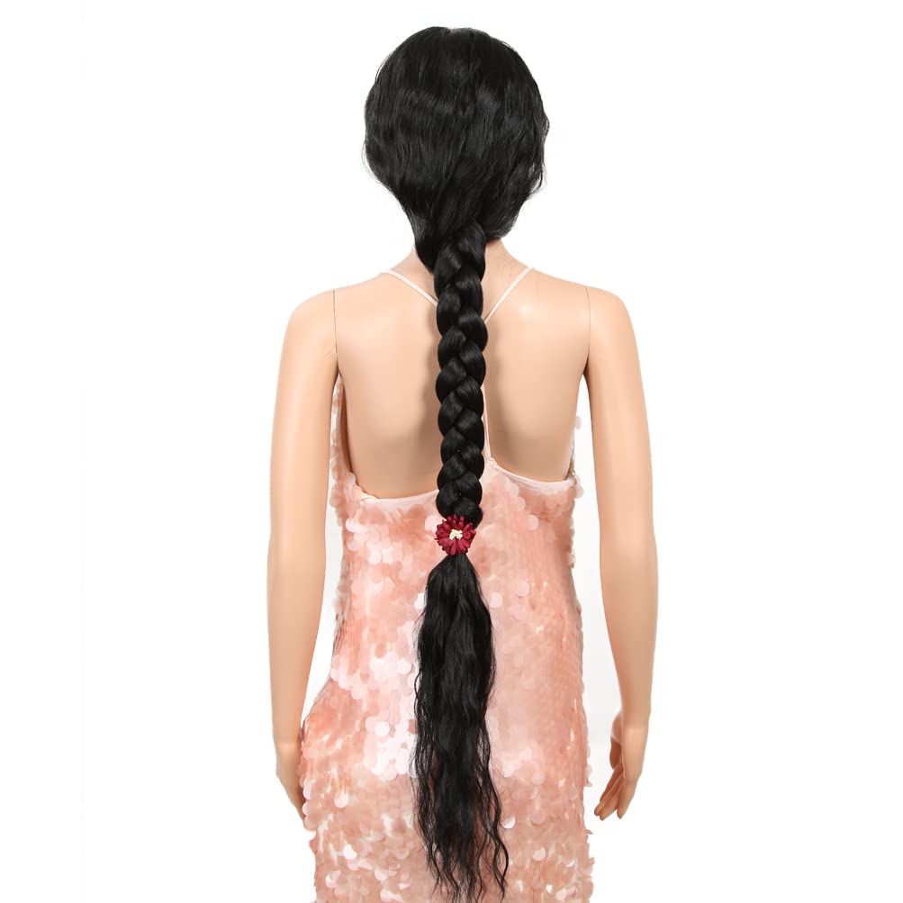 Style Icon 41” Lace Front Wigs Long Wavy Synthetic Wigs with Baby Hair Half Hand Tied 130% Density Wigs (41", 1B)