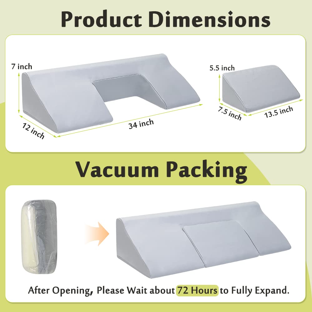 Wedge Pillow Positioning for Bedridden After Surgery Bed Sore Turning Sleeping Incline Pillows Anti Bedsore Turnover Foam Wedge U Shaped Body Positioners Hospital Waterproof Pressure Ulcer Cushion