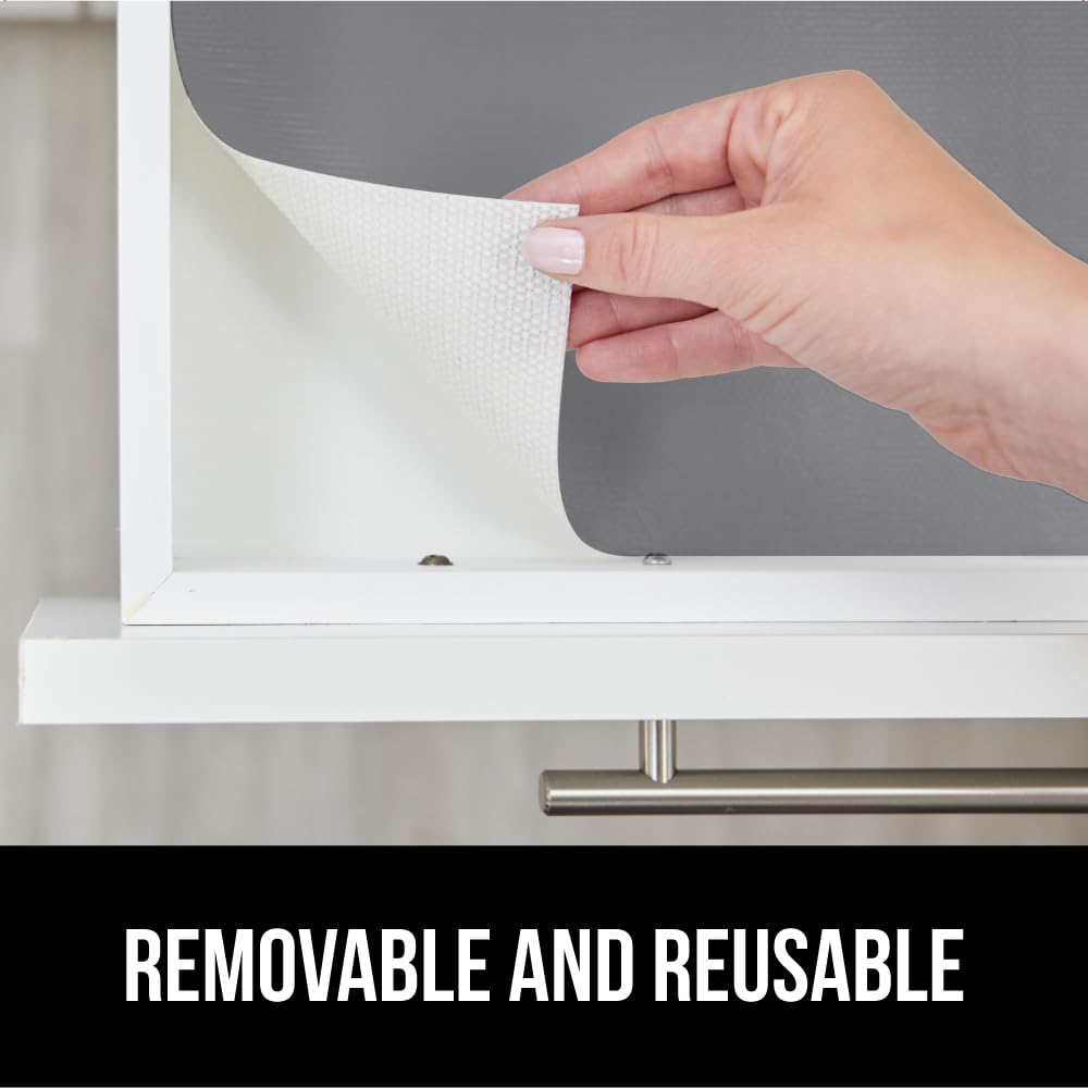 GORILLA GRIP DripGuard Drawer and Shelf Liner for Cabinet, Slip Resistant Non Adhesive Protection for Kitchen, BPA Free Smooth Surface Plastic Liners for Cabinets, Bathroom Drawers, 20x20, Gray