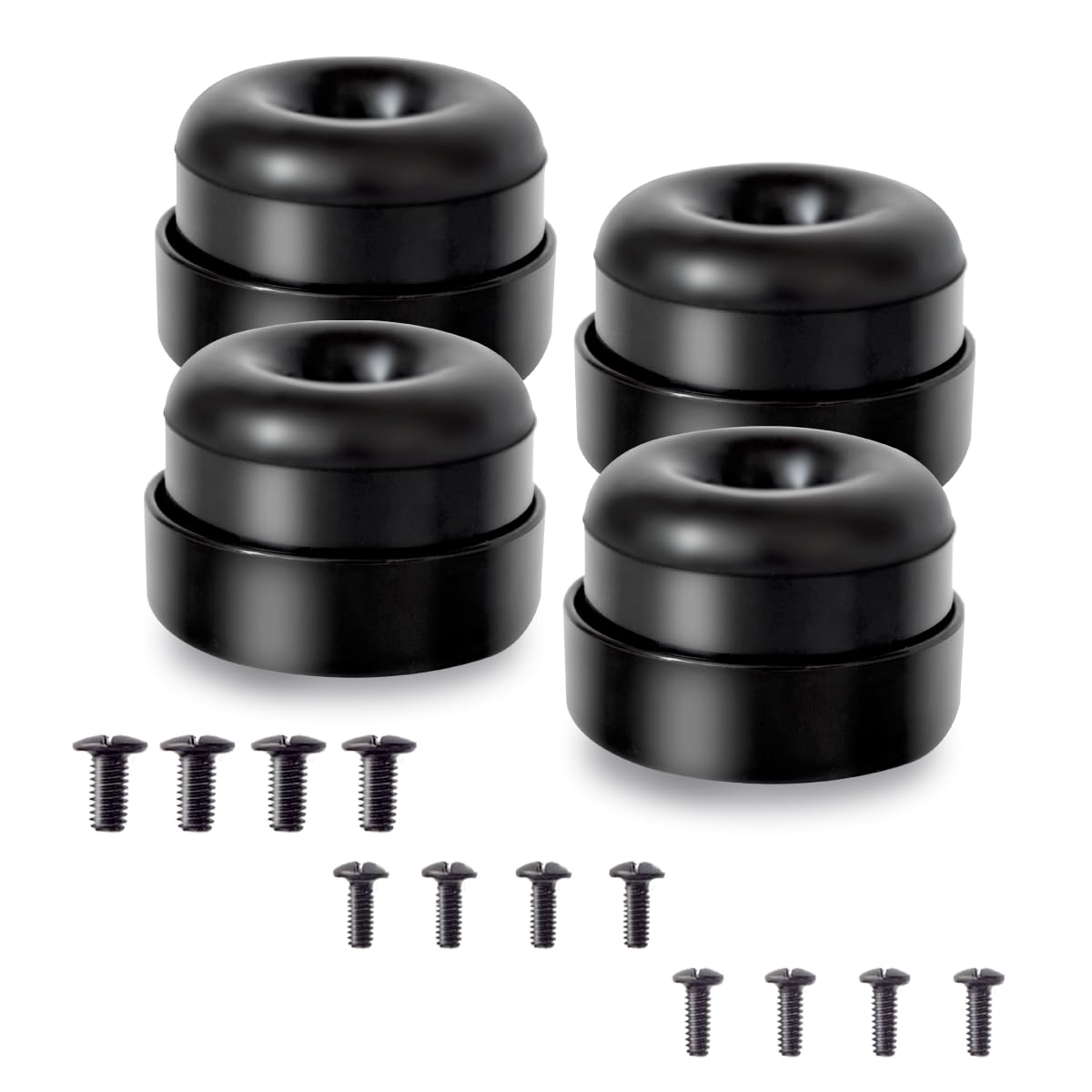 HQPARRTS 4Pcs Subwoofer Isolation System, Black, Compatible with Nearly Every Subwoofer Brand and Model, Wired, 1.57 inch Height, 2.28 inch Shell Diameter, 2.08 inch Foot Diameter