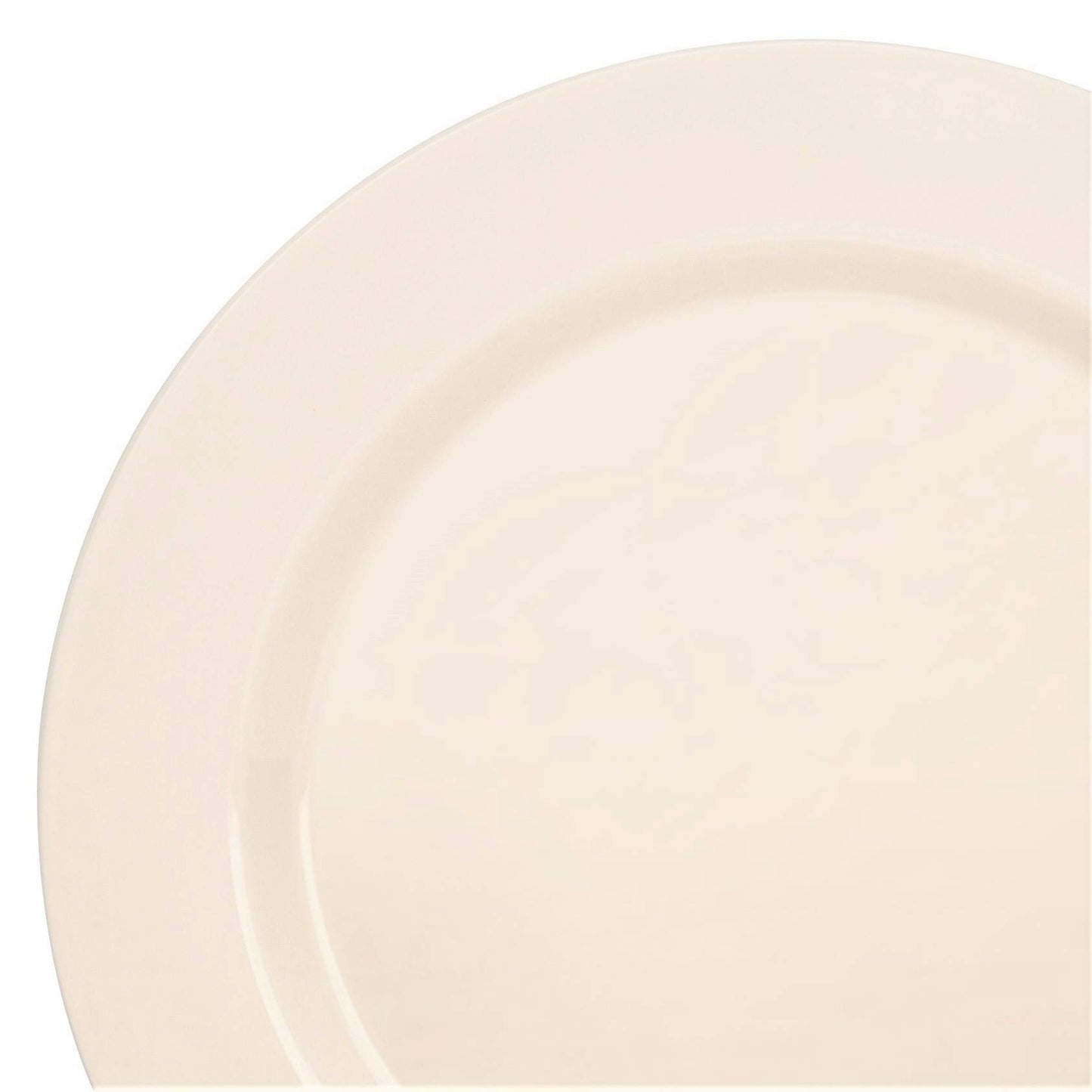 OCCASIONS 50 Ivory Disposable Plastic Plates, Elegant Heavy Duty for Wedding & Party - 25 x 10.5" Dinner + 25 x 6.25" Dessert Plates, BPA Free Cream Dinnerware (25 Guests, Plain Ivory)
