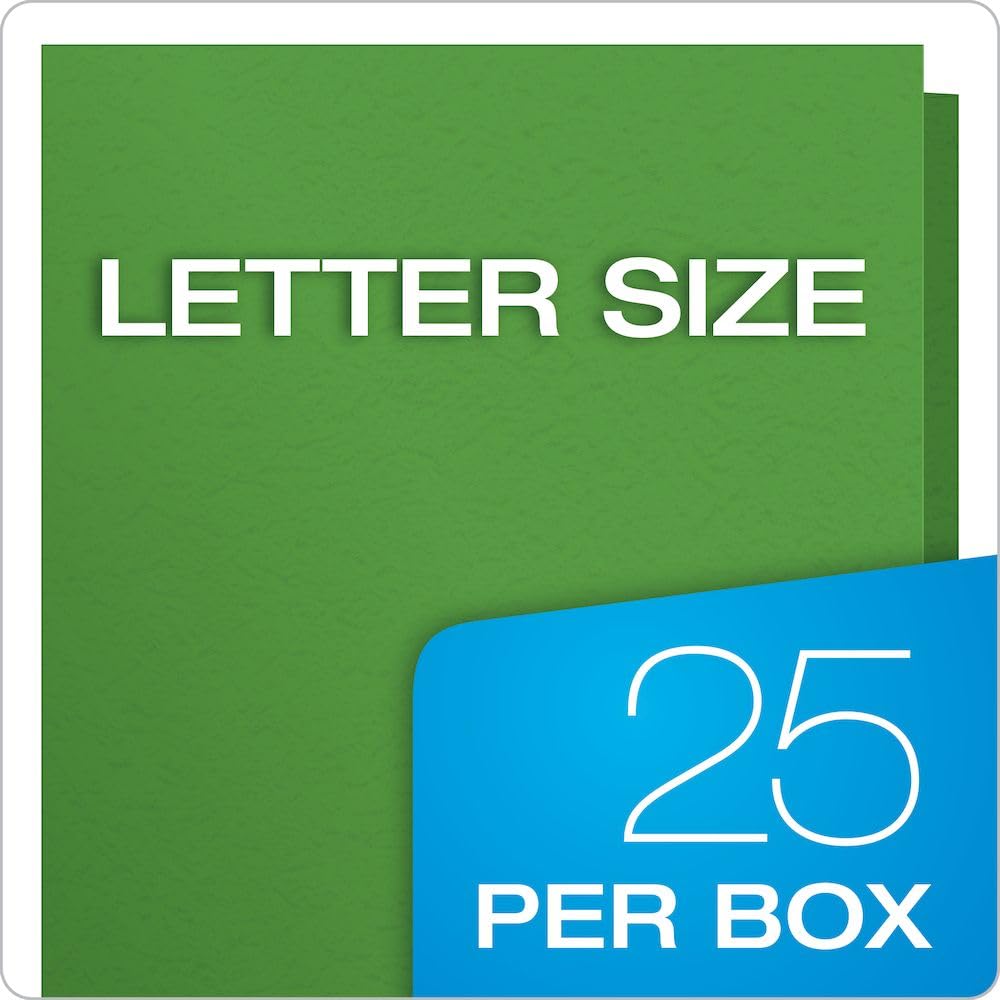 Oxford Duotangs with Two Pockets and 2-Prong Fasteners, Letter Size, Light Green, 135-Sheet Capacity, Textured Paper with Business Card Holder, 25-Pack, for School, Office or Presentations