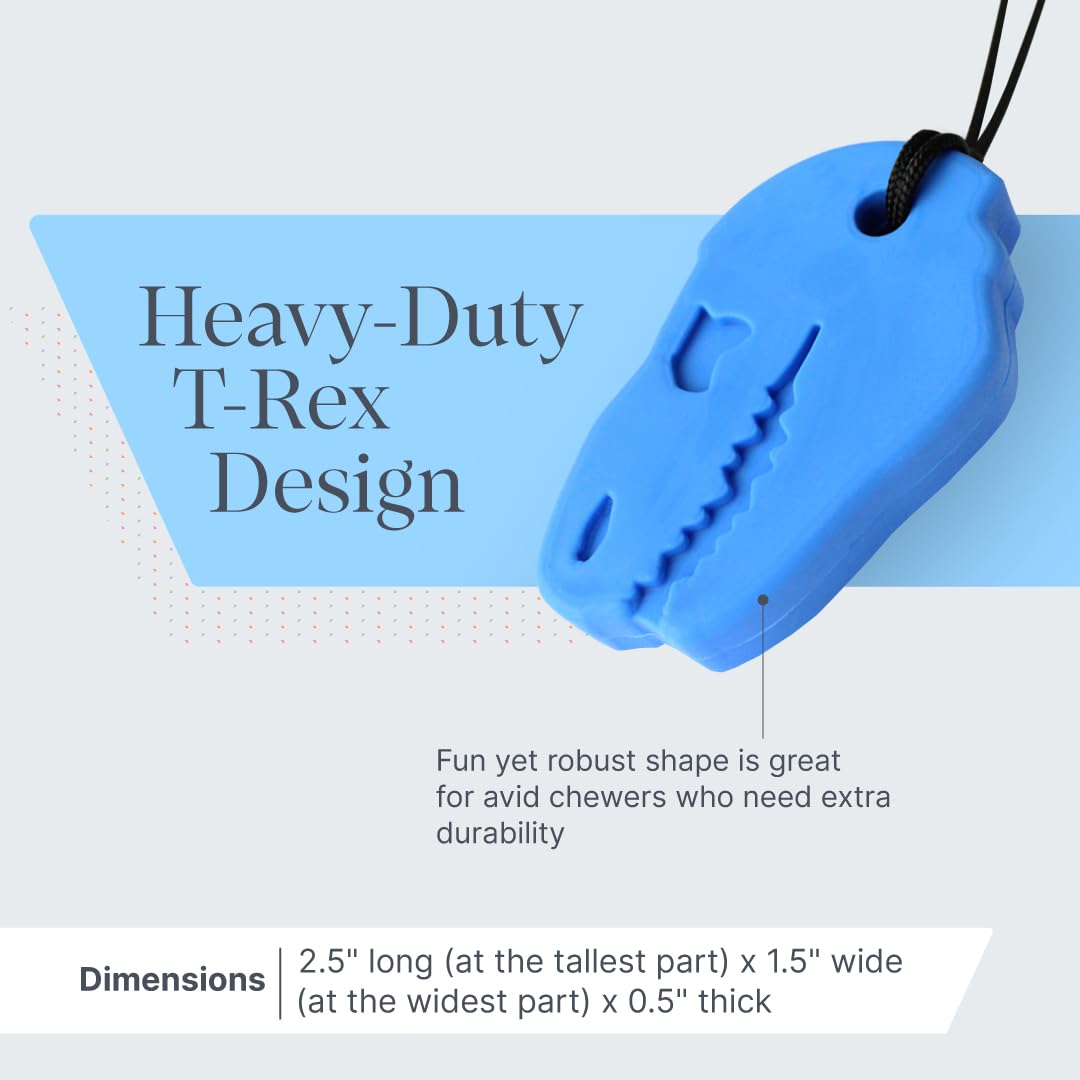 ARK Dino-Bite, Chew Necklaces for Sensory Kids and Adults, Oral Fidget for Autism, ADHD, SPD, Anxiety, Medical-Grade Sensory Chew Necklace, XXT, Very Firm, Royal Blue