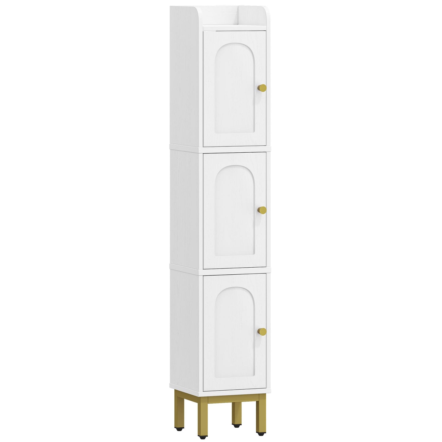 Hzuaneri Slim Bathroom Storage Cabinet, Narrow Bathroom Organizers and Storage with 4 Adjustable Feet, Laundry Room Organization for Small Space, Kitchen, Living Room, 3 Doors White BC22313G