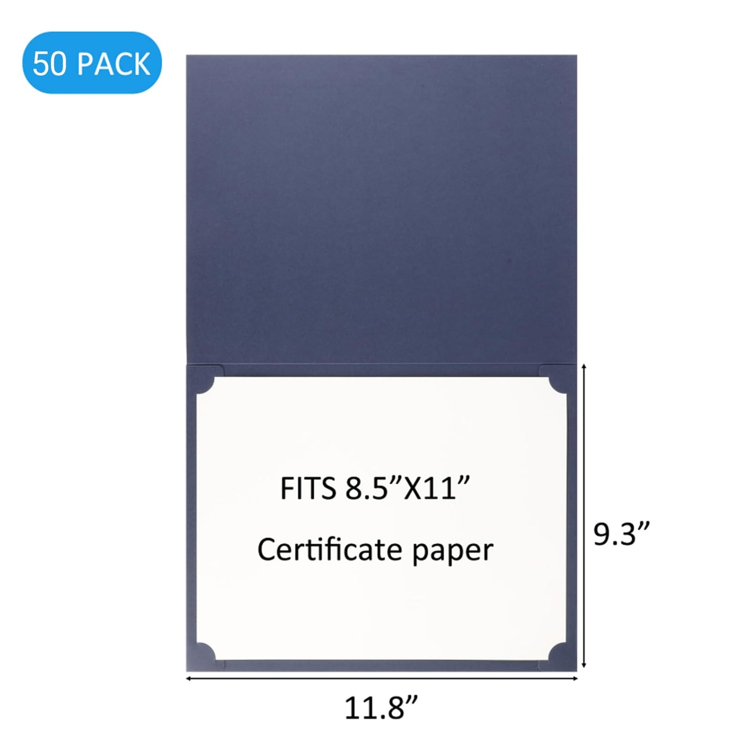 suituts 50 Pack Certificate Holders, Blue Diploma Holders, Documents Cover with Gold Foil Border, for 8.5 x 11 Award Certificate Paper Letter Size