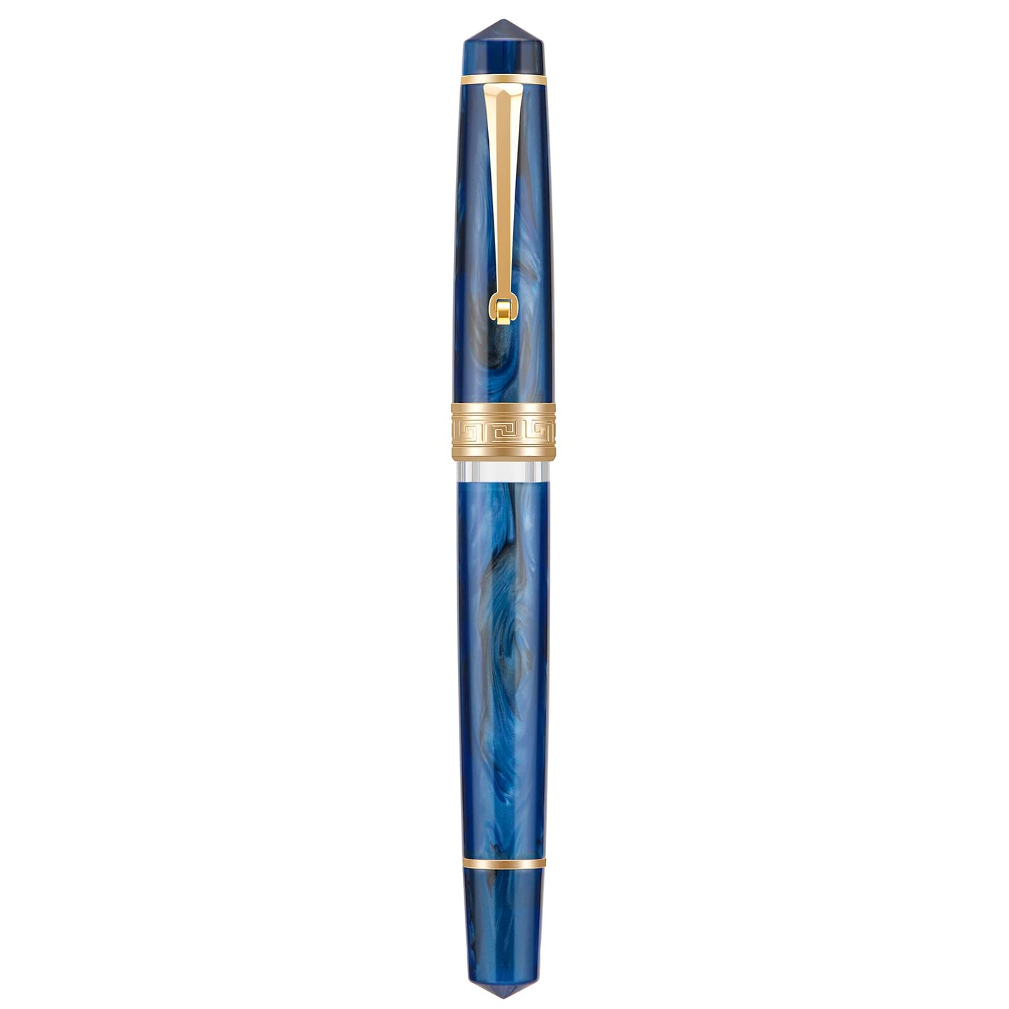 Asvine P20 Galaxy Blue Fountain Pen Piston Filling, Gold Plated Fine Point Smooth Writer with Pen Gift Case