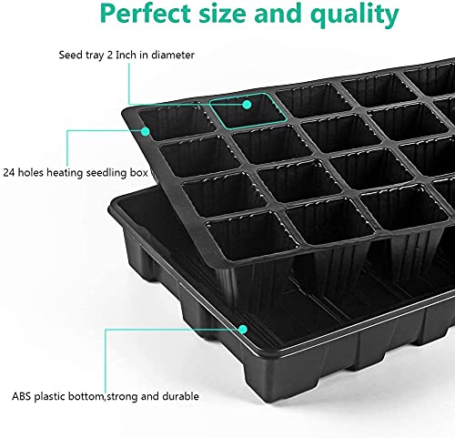 SHIYETA 240 Cells -24 Grow Trays with Humidity Dome and Cell Insert - Mini Propagator for Seed Starting and Growing Healthy Plants Durable Reusable and Recyclable 10 Pack