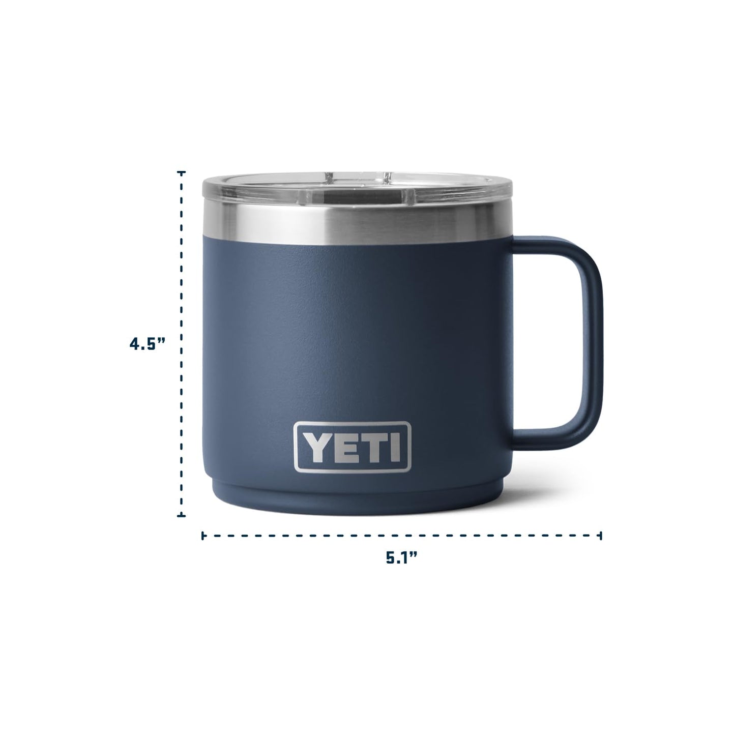 YETI Rambler 14 oz Ceramic Lined Stackable Mug, Vacuum Insulated, Stainless Steel with MagSlider Lid, Navy