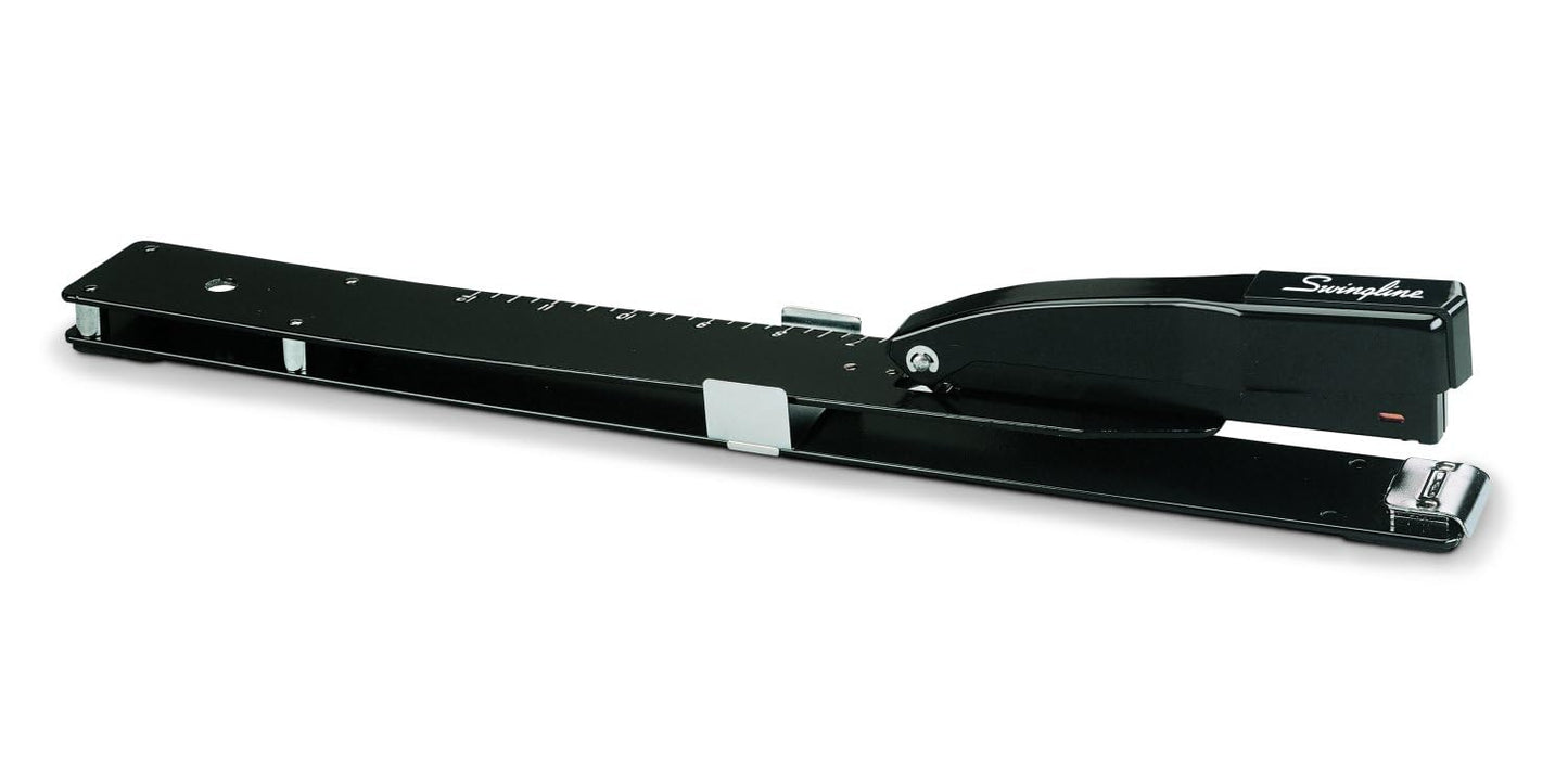 Swingline Long Reach Stapler with Built-in Ruler and Adjustable Locking Paper Guide, Black (7471134121)