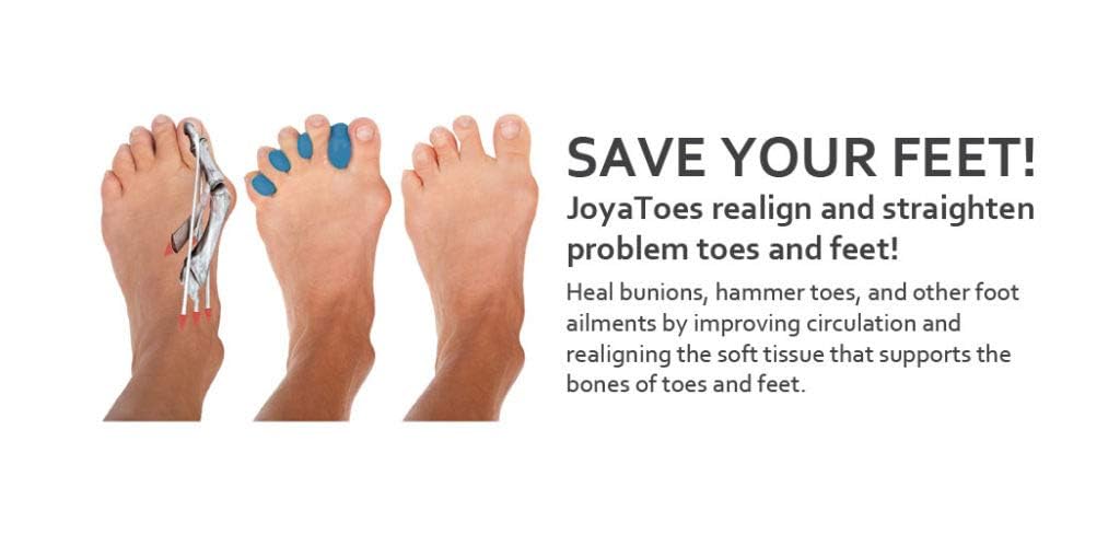 Joy-a-Toes Toe Spreaders, Toe Stretcher & Toe Spacers. ToePal For Yoga. Instant Relief for Toes, Bunion Relief, Hammer Toes , 1 pair - Small Blue