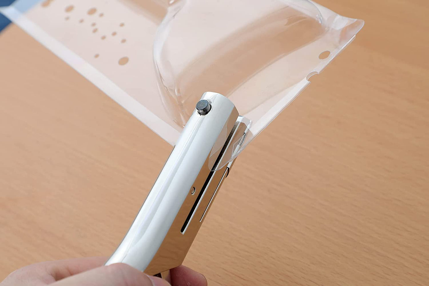 AGUZXTM 10MM Hole Punch,Single Hole Punch,Heavy Duty Hole Puncher Single,Paper Punch Portable Hand Held Long Hole Punch for Paper Cards Plastic Cardboard (3/10''-10MM Hole), Silver