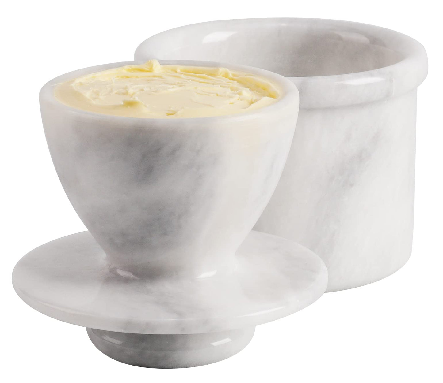 Radicaln Marble Butter Keeper White Cover Pot Handmade French Butter Storage - Crock Keeper for Kitchenware - Butter Dish