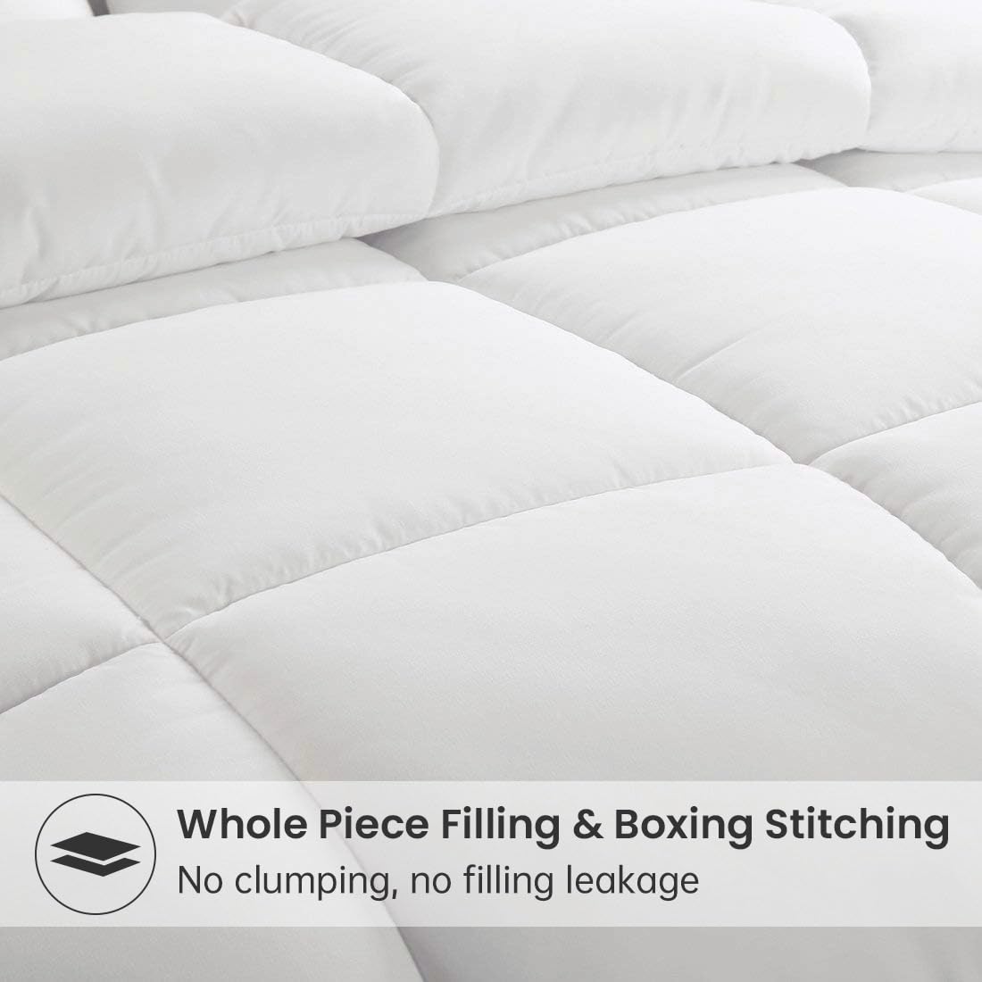 EASELAND Comforter Queen Size - All Season Down Alternative Duvet Insert, Ultra Soft Quilted Comforter with Corner Tabs, Hotel Collection Winter Warm Fluffy Bedding, White 88x88 Inches
