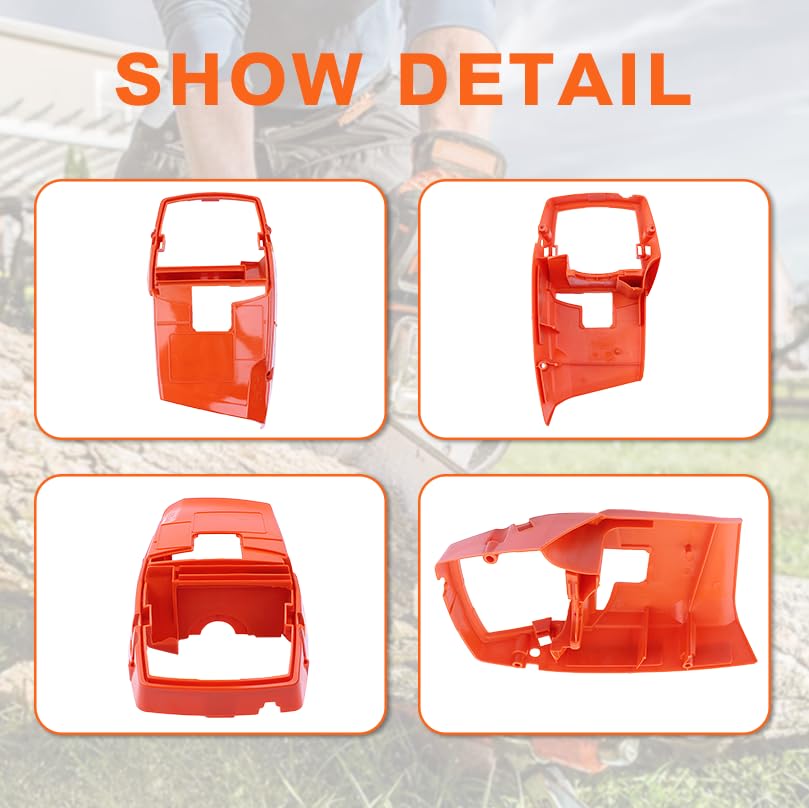 Mtanlo Cylinder Engine Cover Shroud Brake Cover Starter Front Handle for Husqvarna 372 365 362 371 Chainsaw with Spark Plug Front Brake Handle Chain Brake Cover