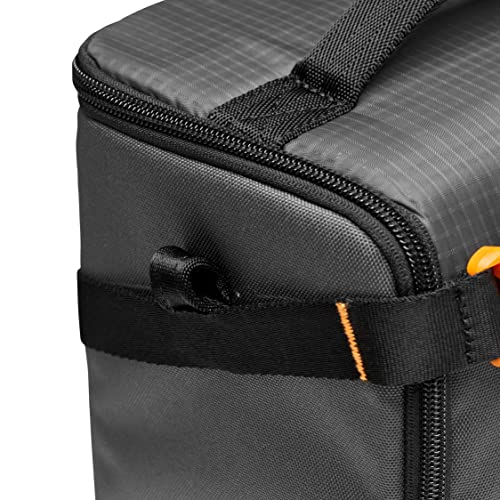 Lowepro GearUp Creator Box Extra Large II, Mirrorless and DSLR Camera Bag, Camera Case with QuickDoor Access, Made with Recycled Fabric, Orange Padded Interior Dividers, Grey