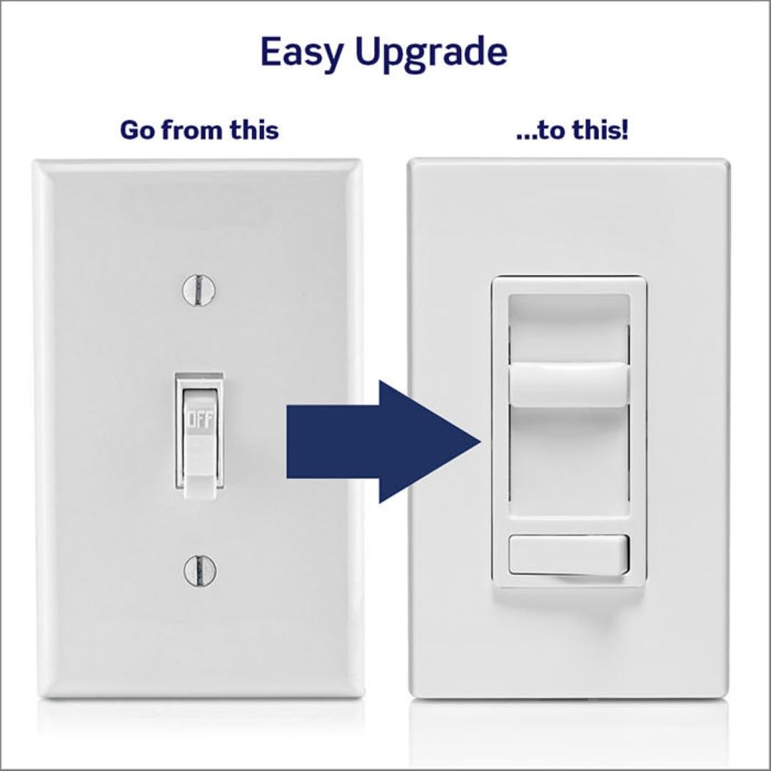 Leviton 2-Pack SureSlide Dimmer Switch for Dimmable LED, Halogen and Incandescent Bulbs, 6674-2PK, White