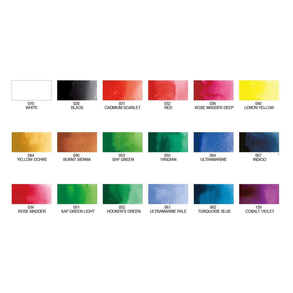 Kuretake GANSAI TAMBI Watercolor Paint Set, 18 Colors, Professional-quality for artists and crafters, for kids, adult, Made in Japan