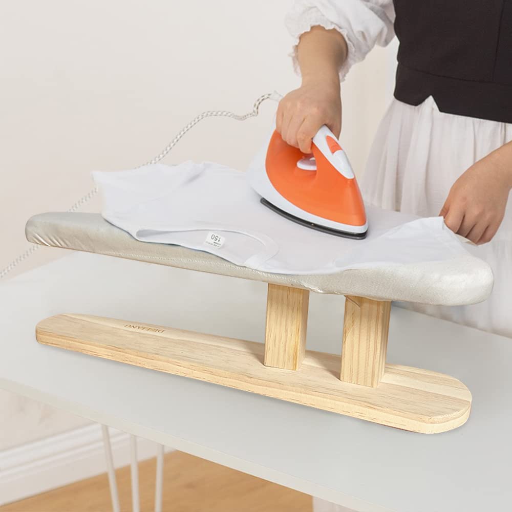 DE-LIANG Padded Chest & Sleeve Tailor Ironing Board Long with Wooden Base for Household Tools, Tailor Dress Forms, Sewing and Tailoring Studio