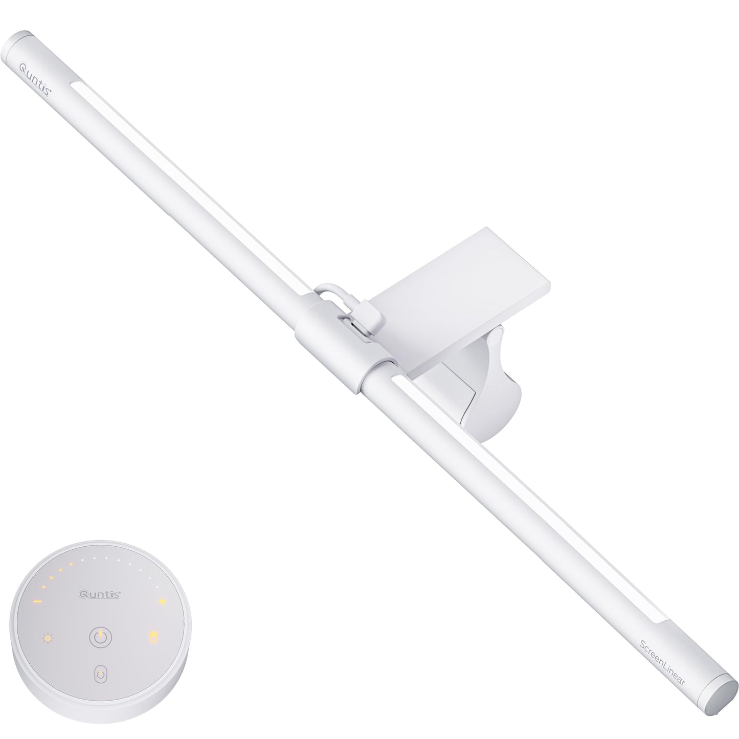 Quntis Monitor Light Bar 16'', Backlight & Camera Base, USB-Powered Space Saving Home Office Desk Lamp with Remote, Eye-Care No Glare Computer Light for Curved Gaming Monitors Reading Study, White