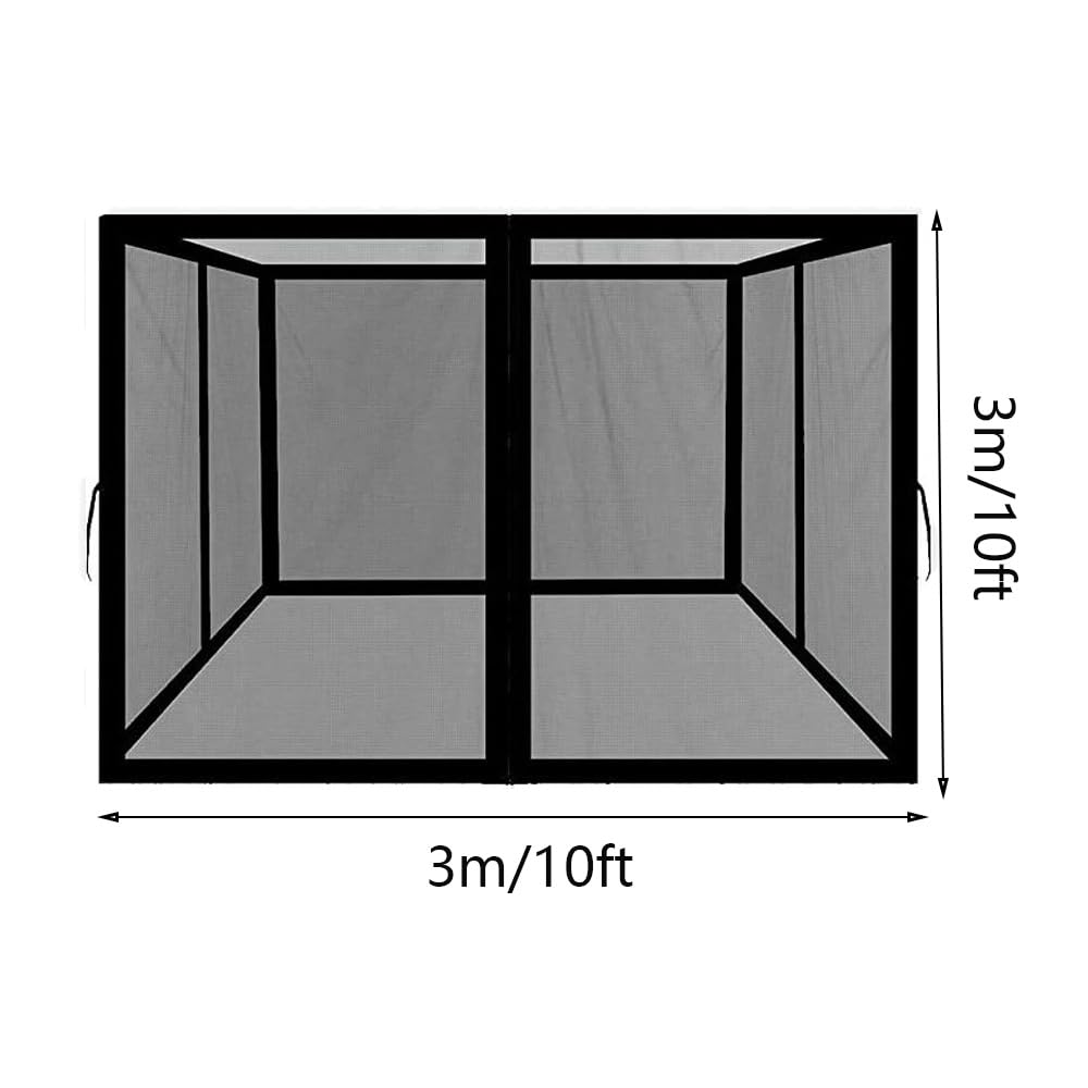 10 x 10 ft Gazebo Mosquito Netting Canopy Mosquito Netting, Universal Replacement Mosquito Screen Walls Picnic Canopy Outdoor Sun Shade with Zippers
