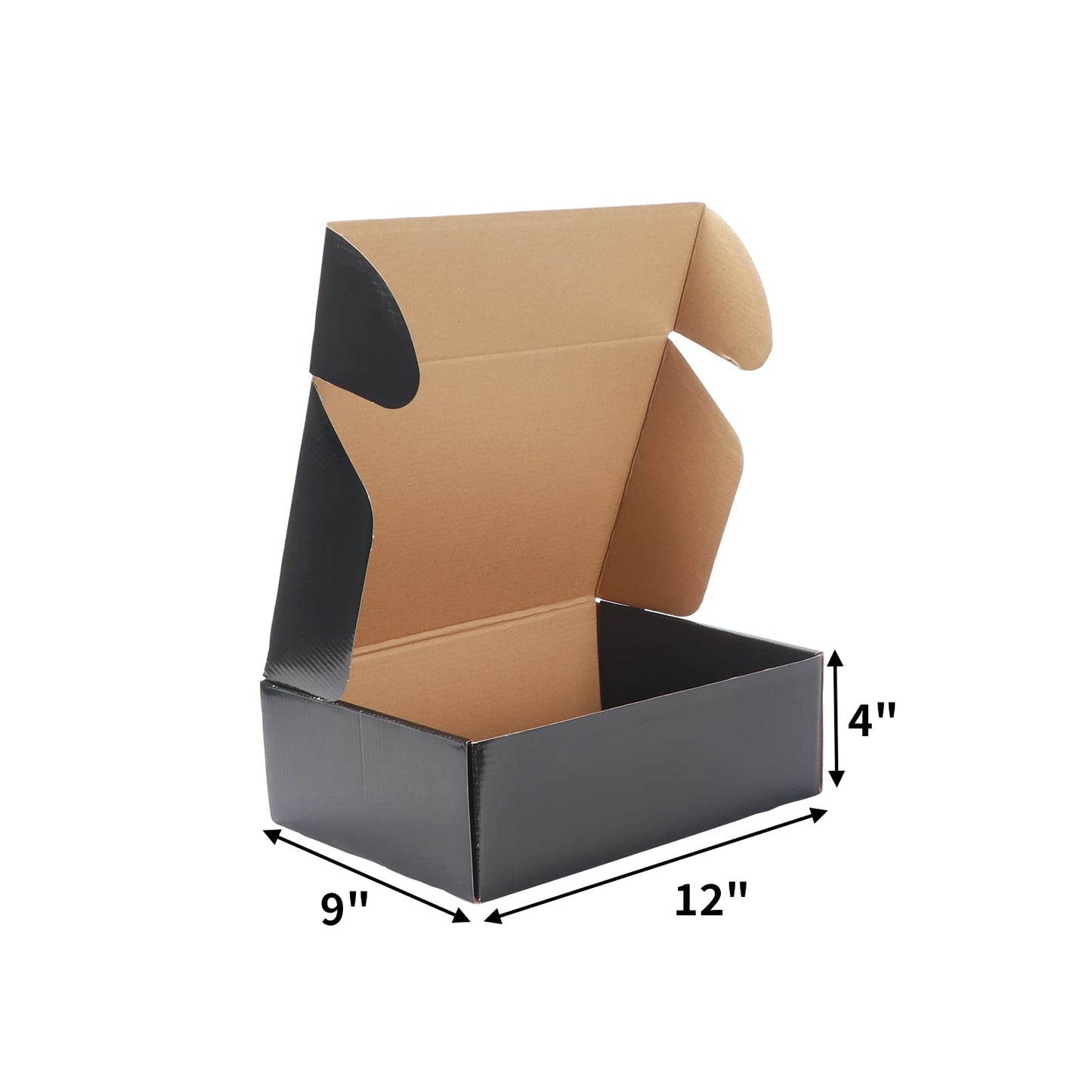 EXYGLO 20 Pack 12x9x4 Shipping Boxes, Black Corrugated Cardboard Boxes for Packaging Small Business, Moving, Shipping, Mailing, and Storing
