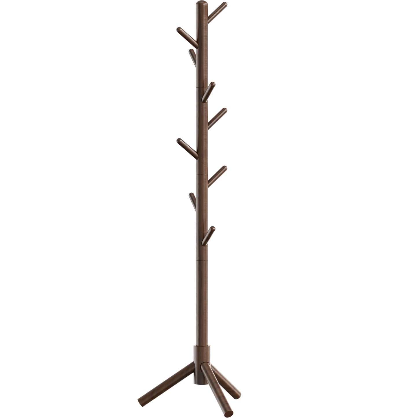 Simple Houseware Wooden Coat Rack Stand Garment Adjustable Tree Rack, 9 Hooks, Walnut