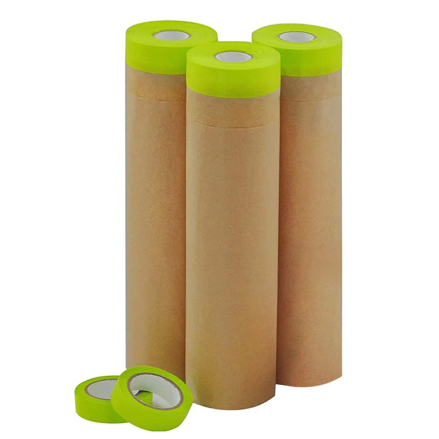 Pre-Taped Masking Paper for Painting-24 inch x 50 feet Tape and Drape for Painting, Painters Paper for Automotive Paint Masking, Floor Protection,Wall Covering（3 Rolls）