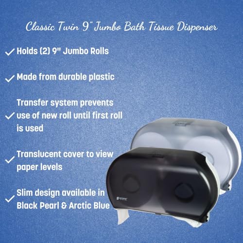 San Jamar R4000TBK Twin 9" Jumbo Tissue Dispenser, Black Pearl