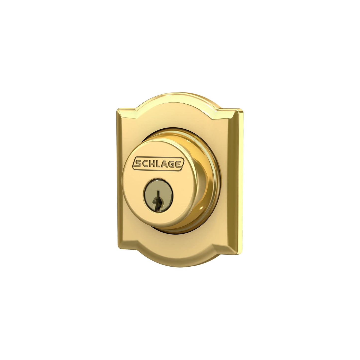 Schlage B60N CAM 605 Camelot Single Cylinder Deadbolt, Bright Brass