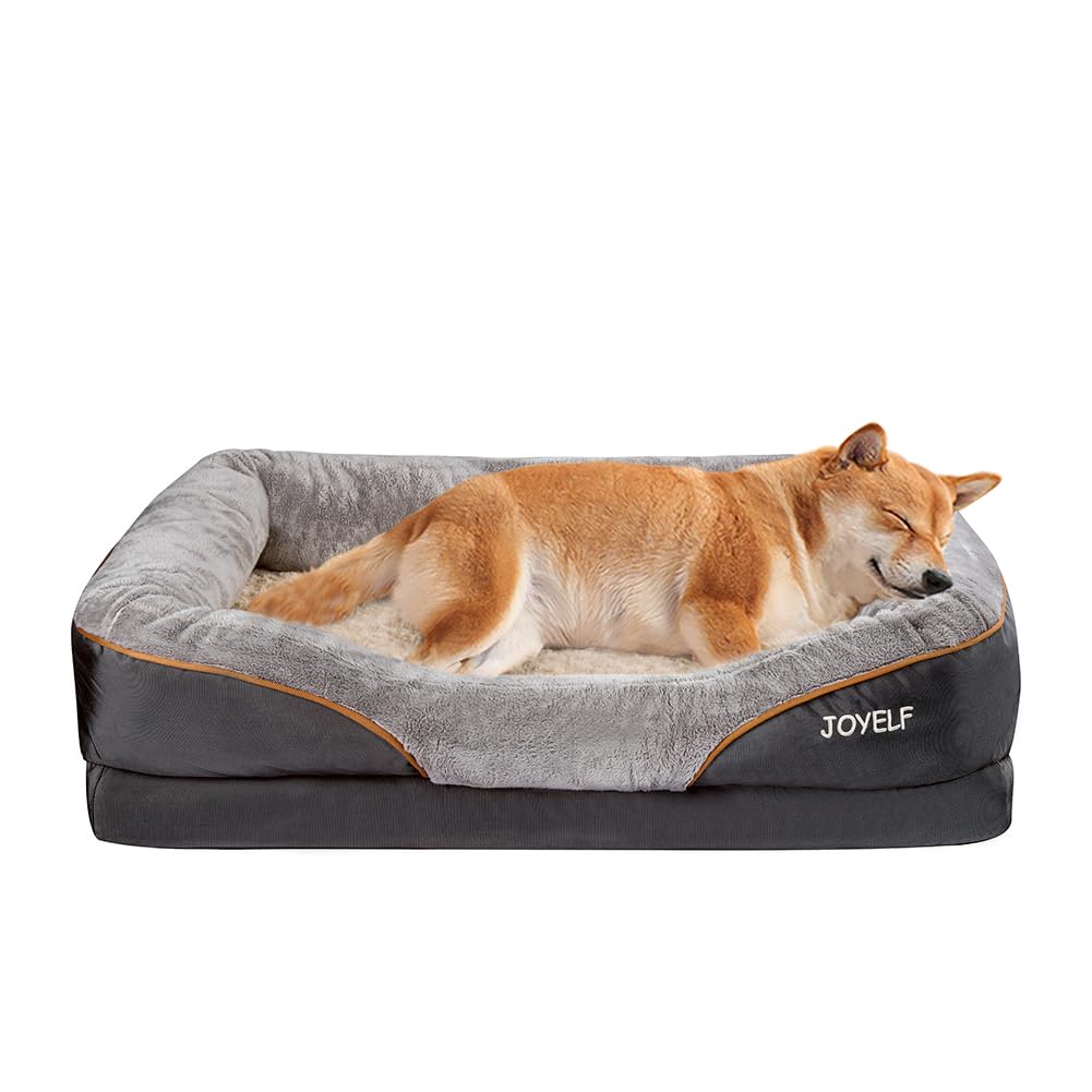 JOYELF Large Memory Foam Dog Bed Orthopedic Dog Bed & Sofa with Removable Washable Cover and Squeaker Toy as Gift
