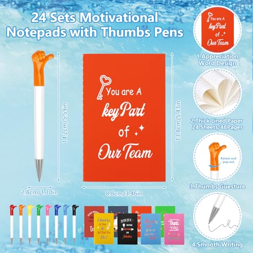 144pcs Employee Appriciation Gifts with Reusable Tumbler Inspirational Notepads Pen Mobile Phone Stand, 24 Set Team Thank You Bulk Christmas Gift for Coworker Staff Nurse Volunteer (Employee Colorful)