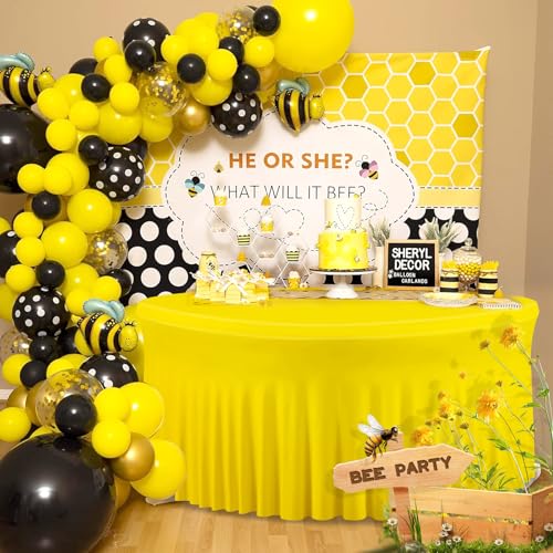 4 Pack Yellow Cloth Tablecloth for 5 FT Round Table, Circle Picnic Table Cloths for Outdoors, Table Cloths for 60 Inch Circular Tables for Wedding Photography Party Events Graduation Ceremonies