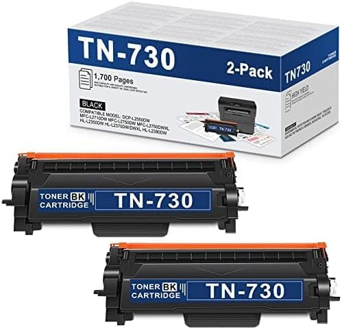 TN-730 TN730 Toner Cartridge Black High Yield Replacement for Brother TN 730 DCP-L2550DW MFC-L2710DW L2750DW L2750DWXL HL-L2350DW L2370DW/DWXL L2390DW L2395DW Printer Toner | TN7302PK