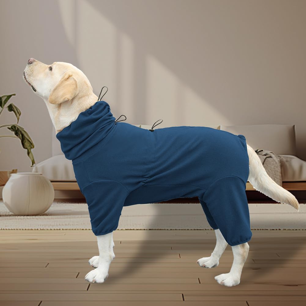 KOOGAL Pet Pajamas for Large Dogs, Extra Large Stretch, Suitable for Adult Dogs, Medium Dogs, Large Dogs Jumpsuit Four-Legged, Surgical Recovery (Blue, 4XL-Fit for 51-77 pounds)