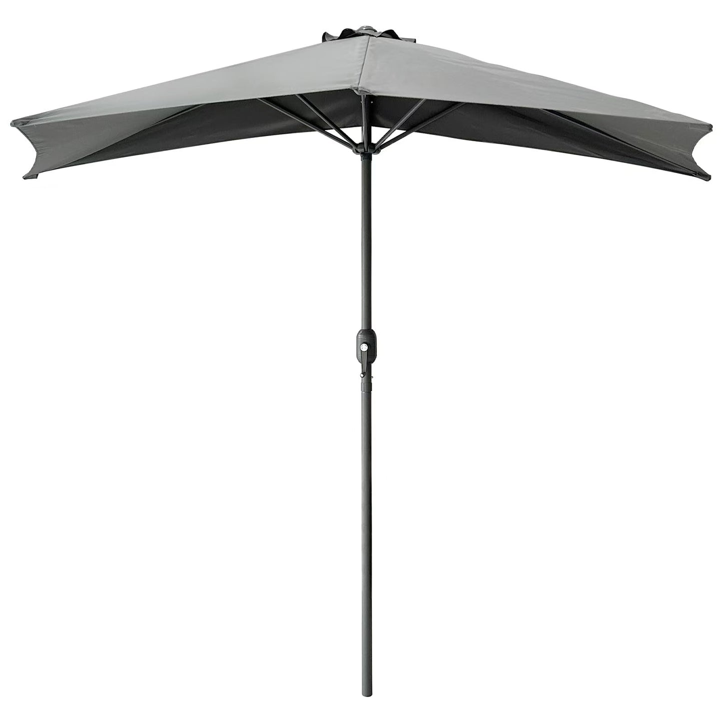 SONGBATE 9ft Steel Half Patio Umbrella with Crank Mechanism, UV- and Water-Resistant Fabric, Ideal for Backyard, Deck, and Garden Shade Solution with 5 Ribs (Carbon Gray)