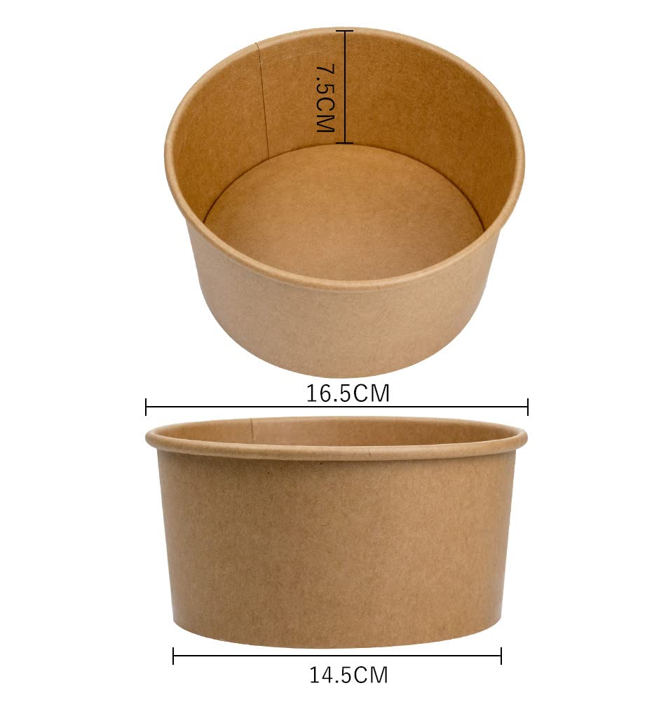 LESIBAG 42 Oz Large Paper Bowls, 50 count Disposable Salad Bowls Party Supplies for Hot/Cold Food, Soup - 1300 ML