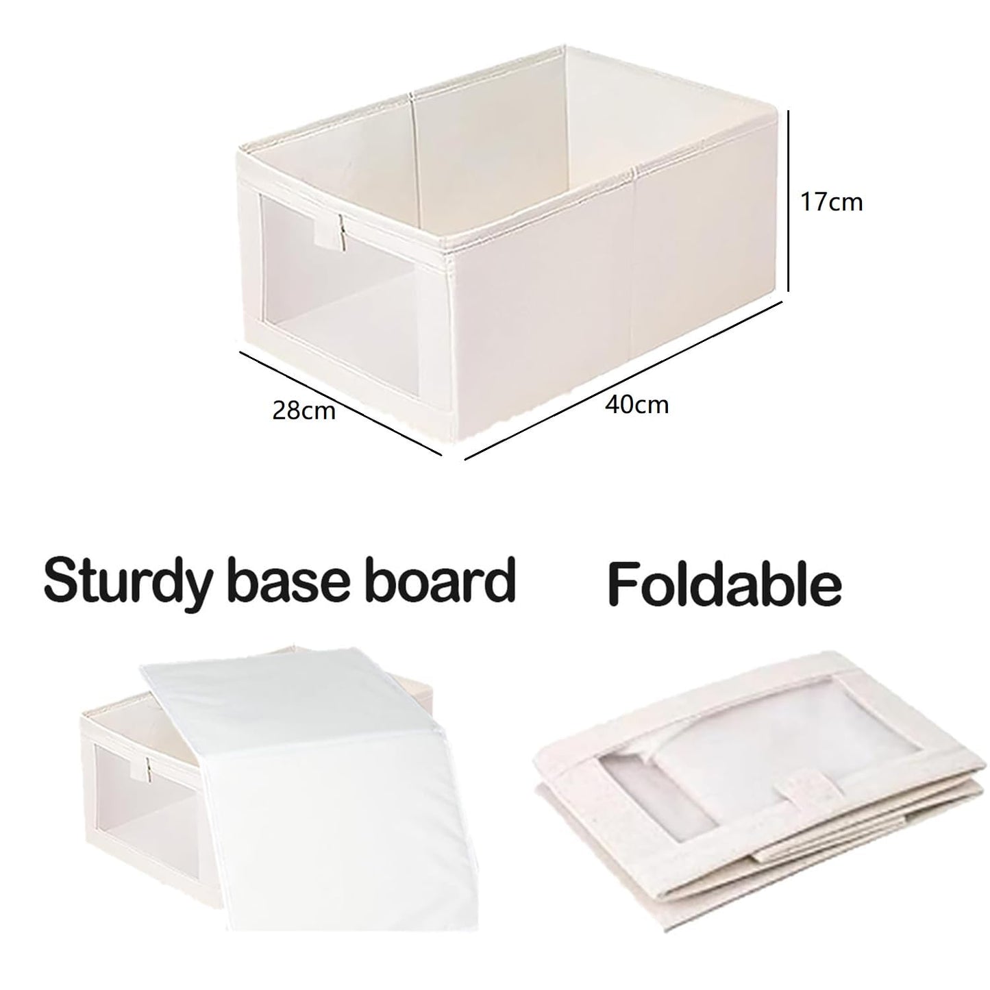 SUNAYOF 6 Pack Linen Closet Organizer and Storage, Foldable Closet Storage Bins with Clear Window, Linen Closet Baskets for Clothing, Jeans, Shelves, Toys