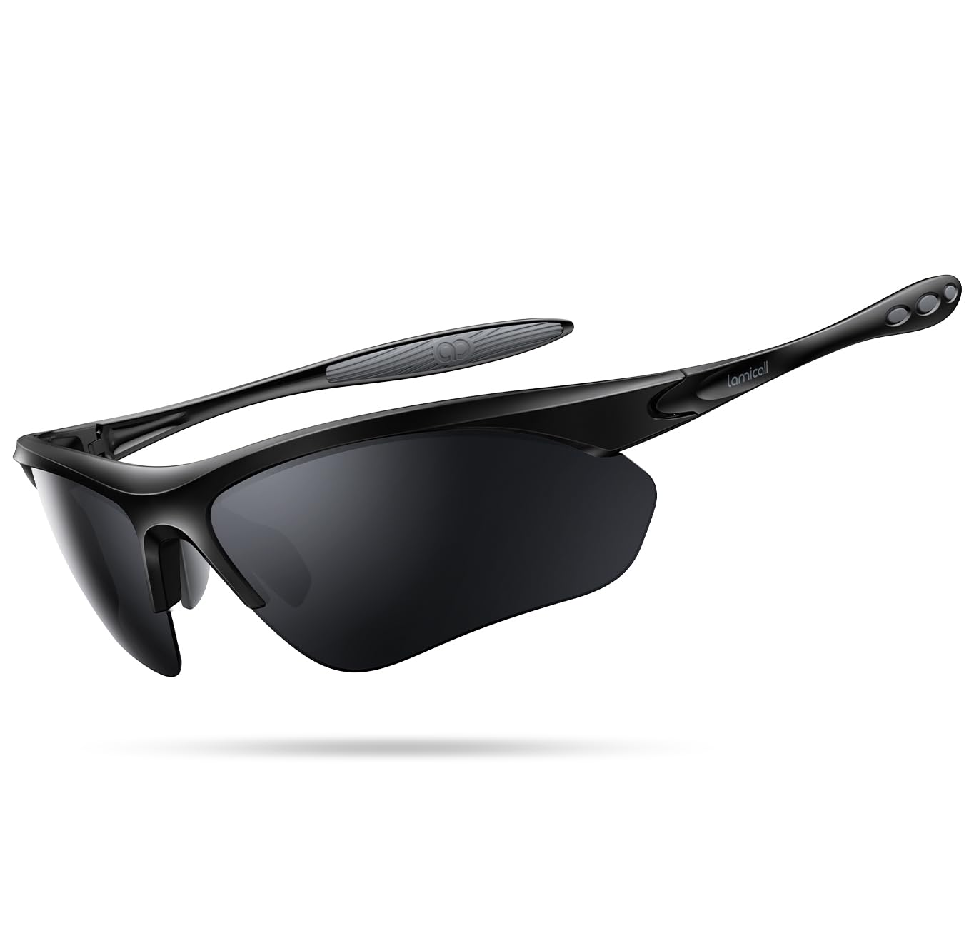Lamicall 22g Polarized Sports Sunglasses for Men Women - UV400 Protection Sun Glasses for Running Cycling Fishing Golf Driving, Motorcycle Goggles, Black Gray, Mom Gift
