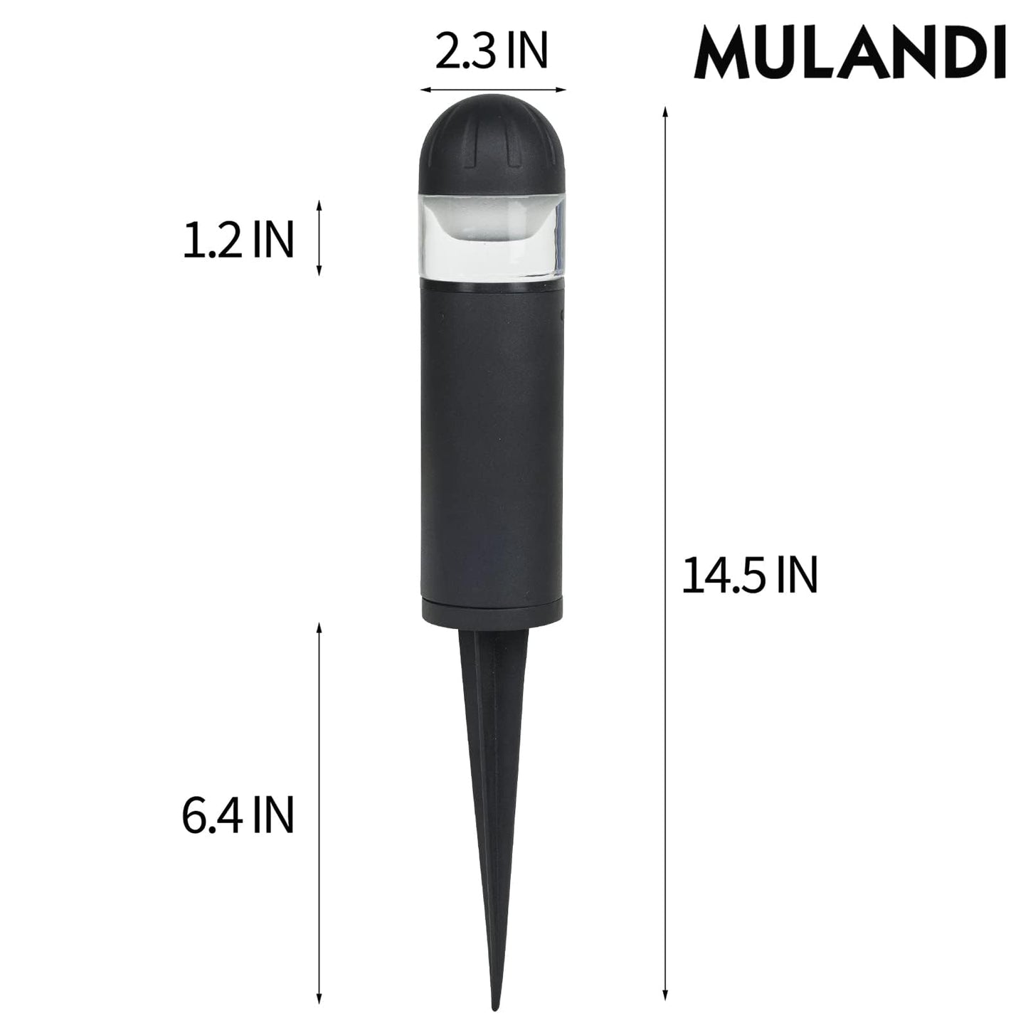MULANDI LED Landscape Bollard Pathway Light, 2W, DC 12V Low Voltage Path Lighting Outdoor Waterproof, Die-Casted Aluminum Housing for Garden Light, 3000K Warm White Pack of 2